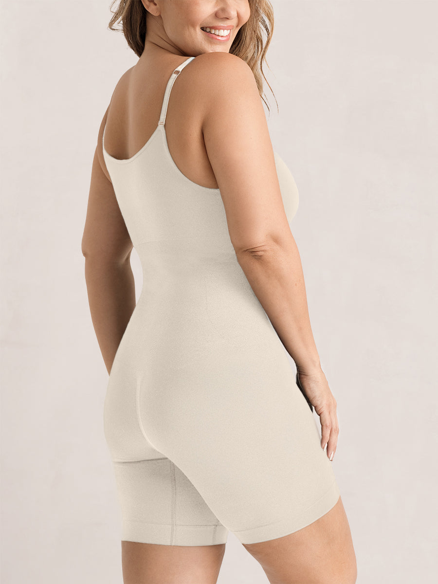 Shapermint Essentials All Day Every Day Scoop Neck Mid-Thigh Bodysuit
