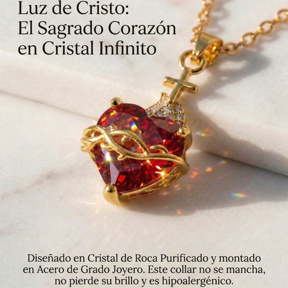 Luz de Cristo: El Sagrado Corazón en Cristal Infinito