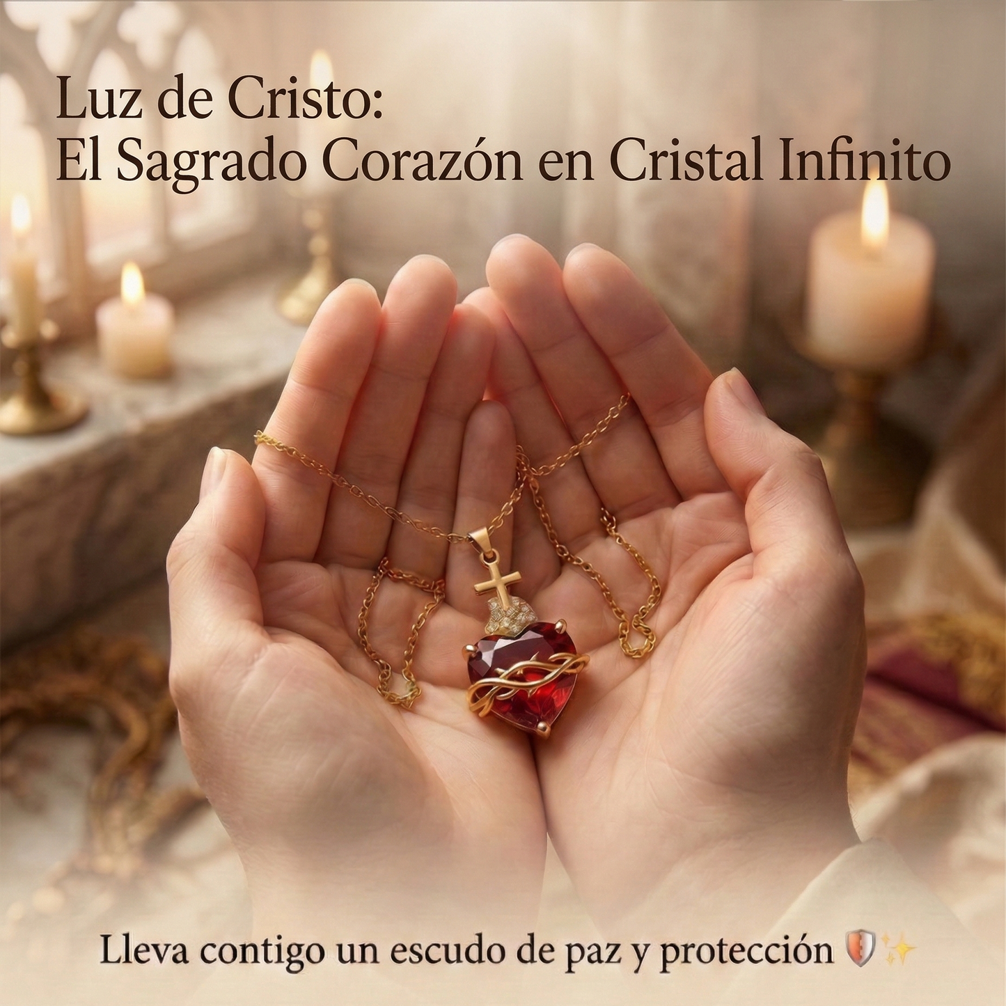 Luz de Cristo: El Sagrado Corazón en Cristal Infinito
